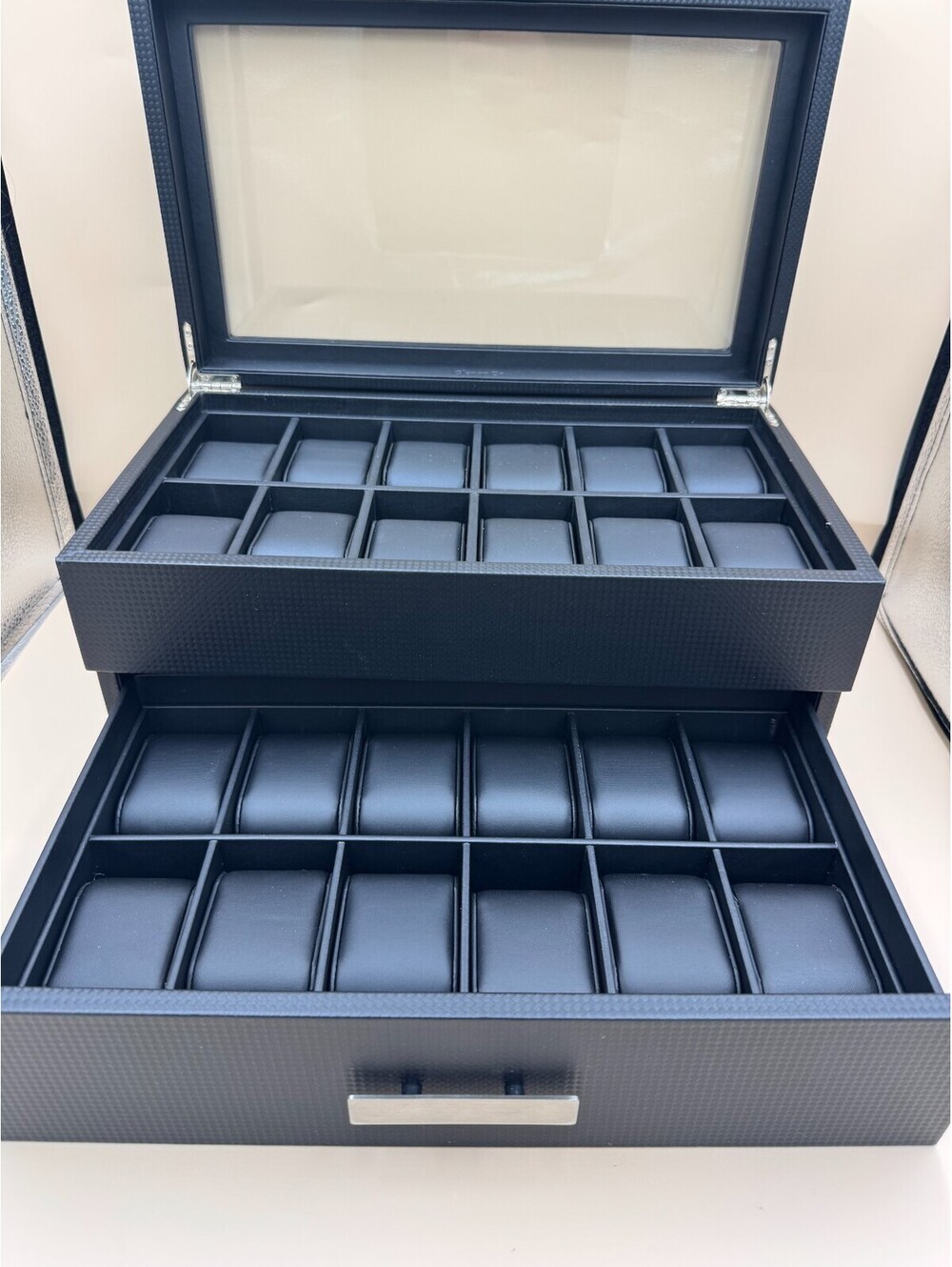 Glenor Co Watch Box  Valet Drawer for Men  24 Slot Luxury Watch Case GLWB24BK NM
